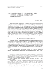 The Influence of Ex-Parte Quirin and Courts