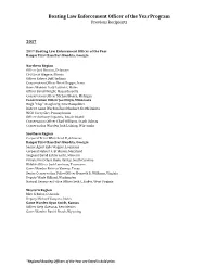 Boating Law Enforcement Officer of the Year Program Previous Recipients