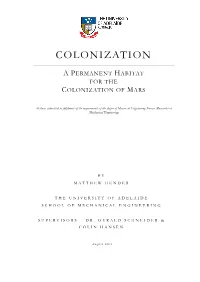 Colonization: a Permanent Habitat for the Colonization of Mars