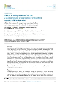 Effects of Drying Methods on the Physicochemical Properties And