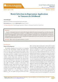 Model Selection in Regression: Application to Tumours in Childhood