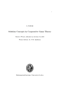 Solution Concepts in Cooperative Game Theory