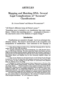 ARTICLES Mapping and Matching DNA: Several Legal Complications Of