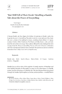 “But I Will Tell of Their Deeds”: Retelling a Hasidic Tale About the Power of Storytelling