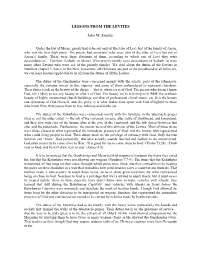 LESSONS from the LEVITES John M. Sinclair
