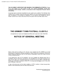 Notice of General Meeting