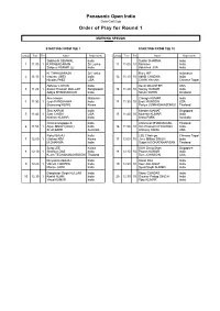 Panasonic Open India Order of Play for Round 1