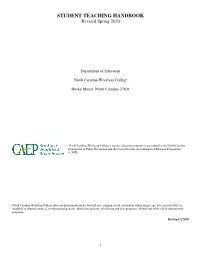 STUDENT TEACHING HANDBOOK Revised Spring 2020
