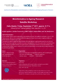 Bioinformatics in Ageing Research Satellite Workshop