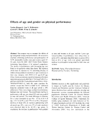 Effects of Age and Gender on Physical Performance