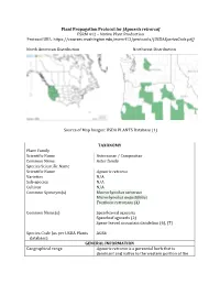 Plant Propagation Protocol for [Agoseris Retrorsa] ESRM 412
