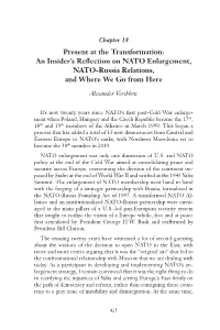 Present at the Transformation: an Insider's Reflection on NATO