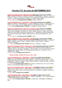 Circuits CTC Du Mois De SEPTEMBRE 2019