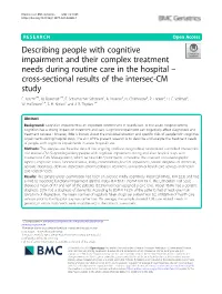 Describing People with Cognitive Impairment and Their Complex Treatment Needs During Routine Care in the Hospital – Cross-Sectional Results of the Intersec-CM Study F