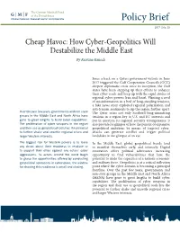 How Cyber-Geopolitics Will Destabalize the Middle East