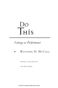 Liturgy As Performance