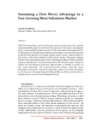 Sustaining a First Mover Advantage in a Fast-Growing Meat Substitute Market