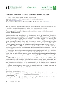 Corrections to Phytotaxa 19: Linear Sequence of Lycophytes and Ferns