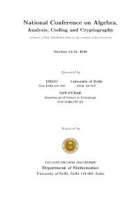 National Conference on Algebra, Analysis, Coding and Cryptography