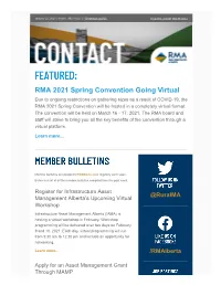 RMA 2021 Spring Convention Going Virtual