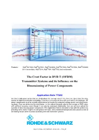 The Crest Factor in DVB-T (OFDM) Transmitter Systems and Its Influence on the Dimensioning of Power Components