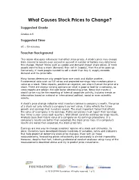What Causes Stock Prices to Change?