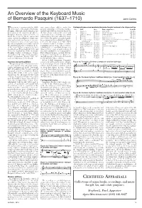 An Overview of the Keyboard Music of Bernardo Pasquini (1637–1710) John Collins