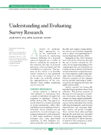 Understanding and Evaluating Survey Research