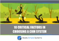 10 Critical Factors in Choosing a Crm System