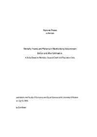 Diploma Thesis Mortality Trends and Patterns in Mecklenburg