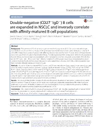 Double-Negative (CD27-Igd-) B Cells Are Expanded in NSCLC And
