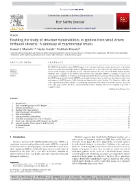 Enabling the Study of Structure Vulnerabilities to Ignition from Wind Driven ﬁrebrand Showers: a Summary of Experimental Results
