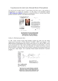 Fong Discovered the Calvin Cycle: Molecular Model of Photosynthesis