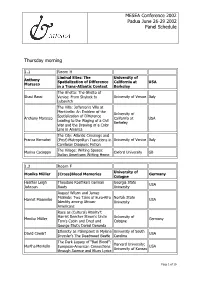 Panel Schedule