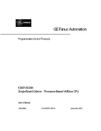 Single-Board Celeron Processor-Based Vmebus CPU User’S Manual GFK-2055