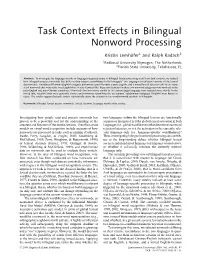 Task Context Effects in Bilingual Nonword Processing