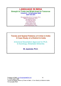 Trends and Spatial Patterns of Crime in India a Case Study of a District in India
