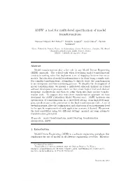 AMW: a Tool for Multi-Level Specification of Model Transformations