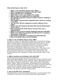 FAQ's Bribe Payers Index 2011