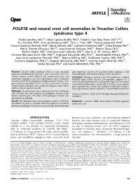 POLR1B and Neural Crest Cell Anomalies in Treacher Collins Syndrome Type 4