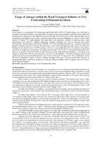 Usage of Autogas Within the Road Transport Industry in Two Contrasting Settlements in Ghana
