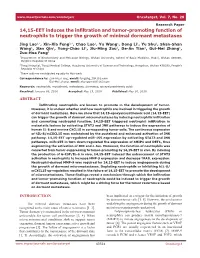 14,15-EET Induces the Infiltration and Tumor-Promoting Function of Neutrophils to Trigger the Growth of Minimal Dormant Metastases