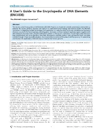 A User's Guide to the Encyclopedia of DNA Elements (ENCODE)
