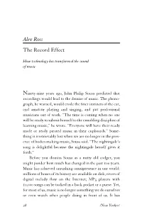 Alex Ross the Record Effect