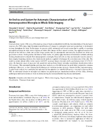 An End-To-End System for Automatic Characterization of Iba1 Immunopositive Microglia in Whole Slide Imaging