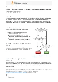 Guide – the Open Access Indicator's Authoritylist of Recognized External