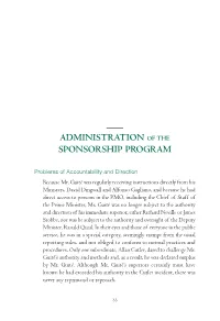 Administration of the Sponsorship Program