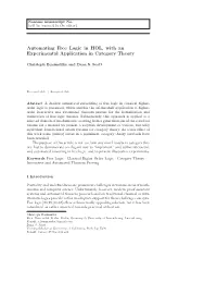 Automating Free Logic in HOL, with an Experimental Application in Category Theory