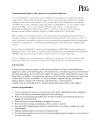 Commissioning Engineer with Experience in Regulated Industries