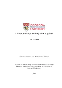 Computability Theory and Algebra